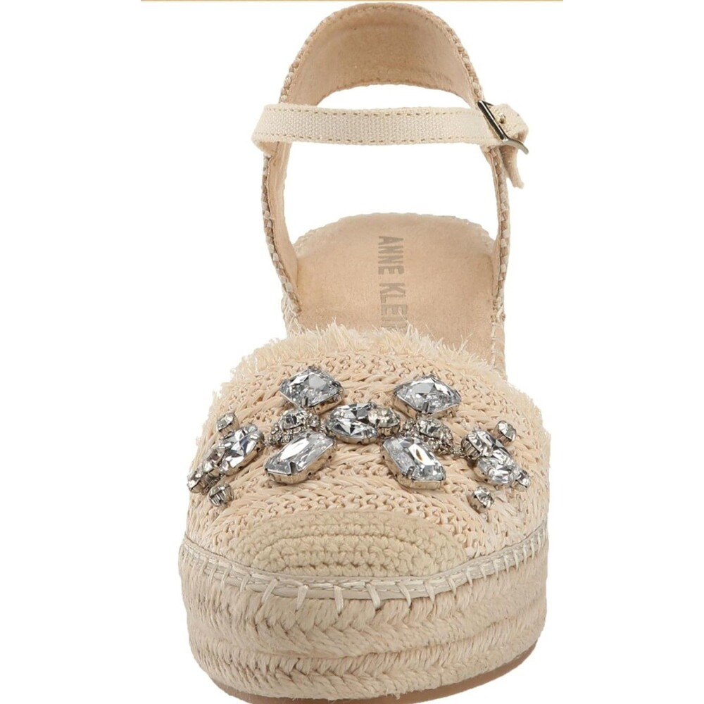 Anne Klein Women's Sandals Crystal Espadrille Wedge Size 10 closed toe New - Picture 3 of 7